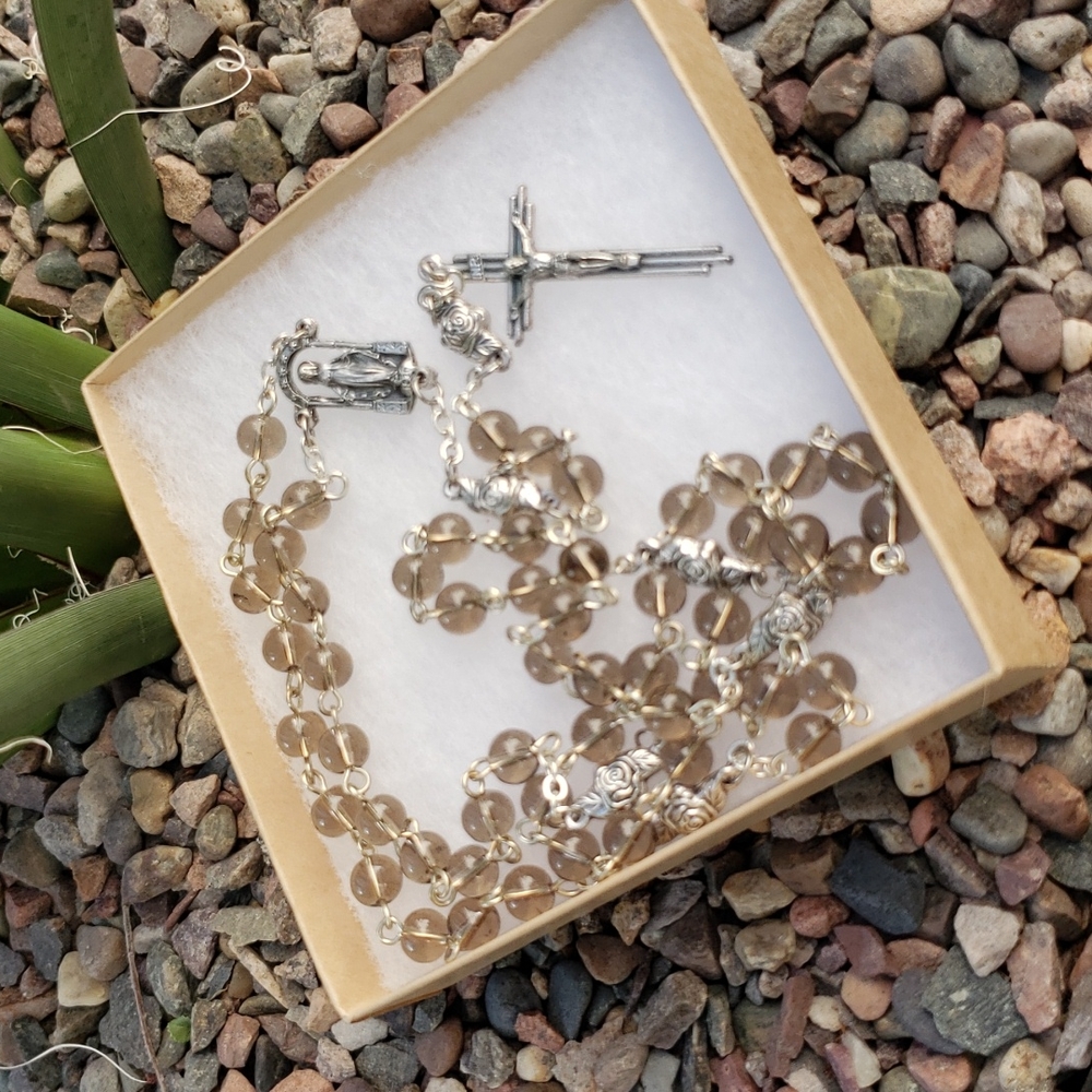 Smoky Quartz Rosary in Gift Box - Picture 5 of 5